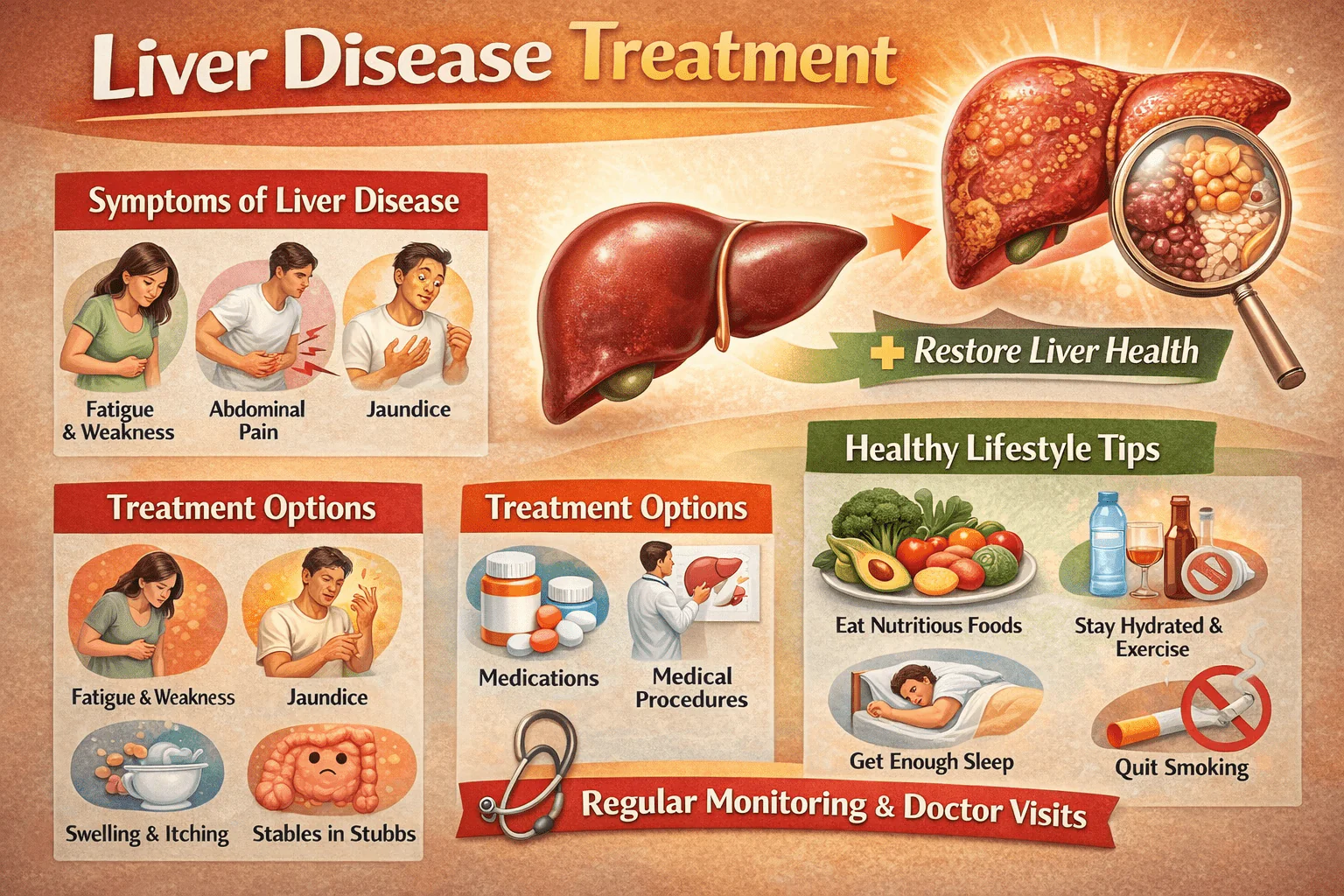 Liver disease symptoms and treatment options diagram by gastroenterologist in Raipur
