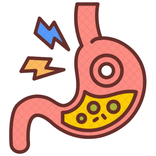 “Peptic ulcer treatment icon showing stomach ulcer pain by Dr Manish Lunia Gastroenterologist and Hepatologist in Raipur”