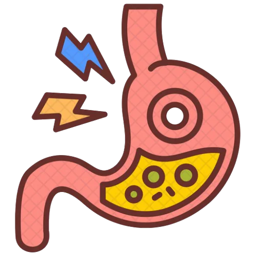 “Peptic ulcer treatment icon showing stomach ulcer pain by Dr Manish Lunia Gastroenterologist and Hepatologist in Raipur”
